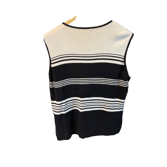Jillian Jones Black White Sleeveless Knit Round Neck Sweater - Picture 2 of 10